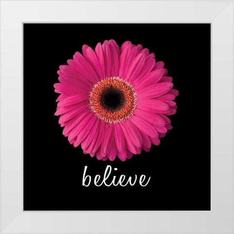 Believe Daisy White Modern Wood Framed Art Print by Christensen, Jim