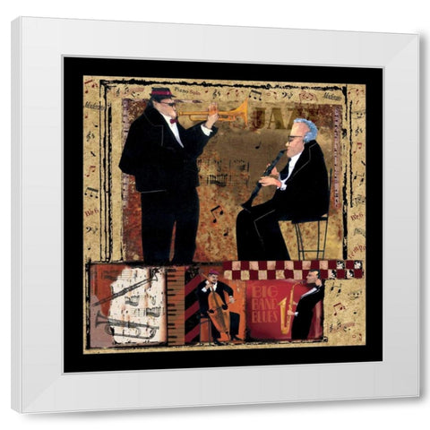 Jazz Trumpet White Modern Wood Framed Art Print by CW Designs Inc.