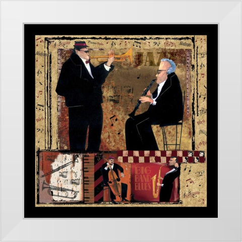 Jazz Trumpet White Modern Wood Framed Art Print by CW Designs Inc.