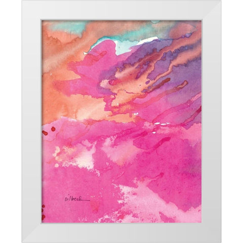 Pink White Modern Wood Framed Art Print by Dilbeck, Nikki
