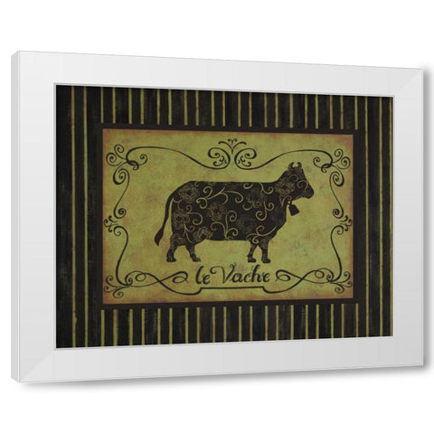 la Vache White Modern Wood Framed Art Print by Devereux, Sophie
