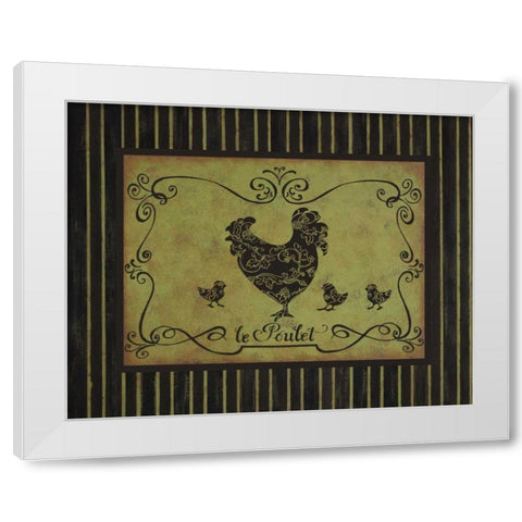 le Poulet White Modern Wood Framed Art Print by Devereux, Sophie