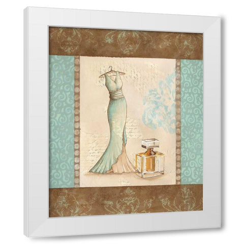 Aqua Fashion I White Modern Wood Framed Art Print by Devereux, Sophie