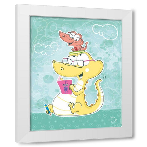 Lets Read White Modern Wood Framed Art Print by Blue Fish