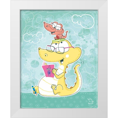 Lets Read White Modern Wood Framed Art Print by Blue Fish