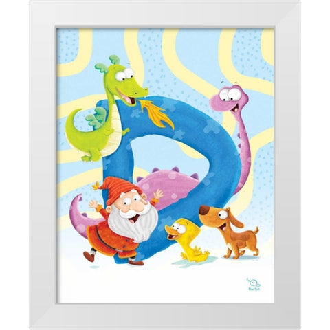 Dancing D White Modern Wood Framed Art Print by Blue Fish