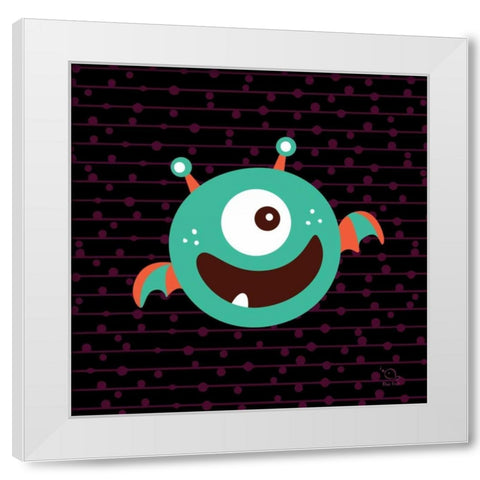 Bouncy White Modern Wood Framed Art Print by Blue Fish