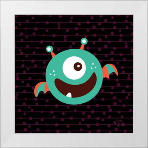 Bouncy White Modern Wood Framed Art Print by Blue Fish