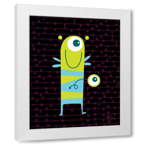 Stripy White Modern Wood Framed Art Print by Blue Fish
