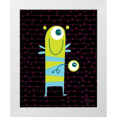 Stripy White Modern Wood Framed Art Print by Blue Fish