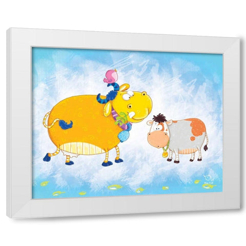 Milky Moo White Modern Wood Framed Art Print by Blue Fish