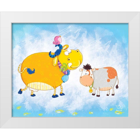 Milky Moo White Modern Wood Framed Art Print by Blue Fish