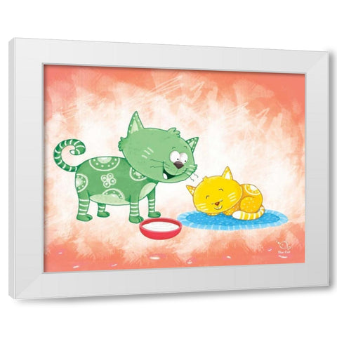 Kitty Koo White Modern Wood Framed Art Print by Blue Fish