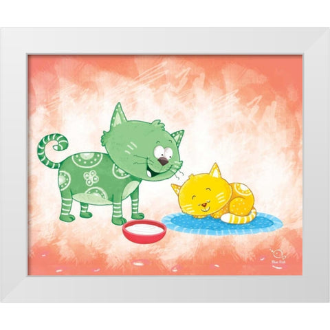 Kitty Koo White Modern Wood Framed Art Print by Blue Fish