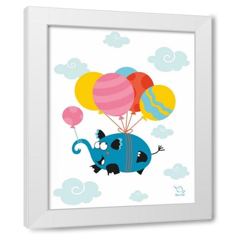 Ballooony Ellie White Modern Wood Framed Art Print by Blue Fish