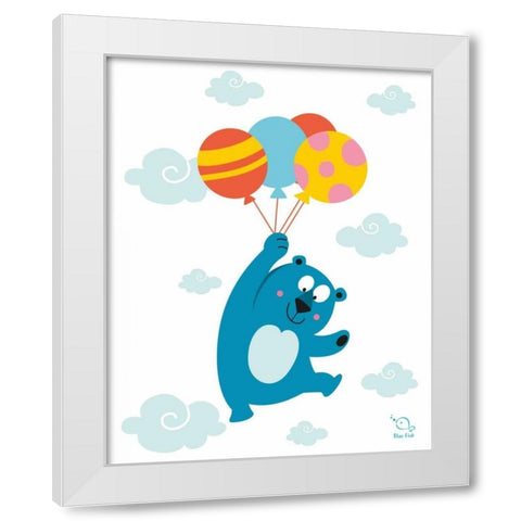 Ballooony Boo White Modern Wood Framed Art Print by Blue Fish