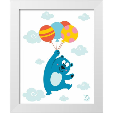 Ballooony Boo White Modern Wood Framed Art Print by Blue Fish