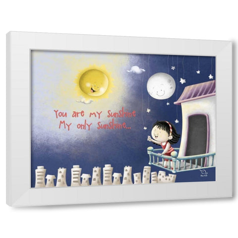 Sun, Moon, Stars White Modern Wood Framed Art Print by Blue Fish