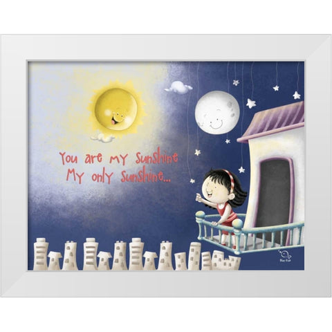 Sun, Moon, Stars White Modern Wood Framed Art Print by Blue Fish