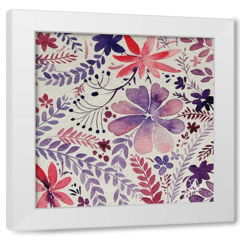 Flowery Dreams I White Modern Wood Framed Art Print by Blue Fish