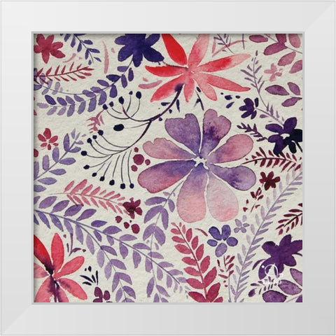 Flowery Dreams I White Modern Wood Framed Art Print by Blue Fish