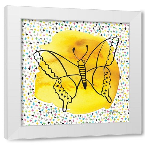 Butterflies Yellow White Modern Wood Framed Art Print by Frazer, Amy