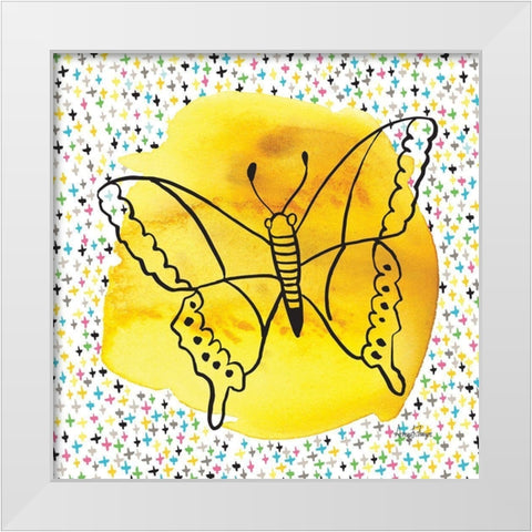 Butterflies Yellow White Modern Wood Framed Art Print by Frazer, Amy