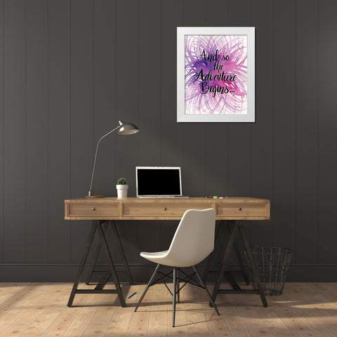Adventure Begins White Modern Wood Framed Art Print by Frazer, Amy