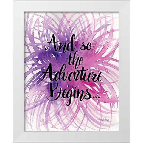Adventure Begins White Modern Wood Framed Art Print by Frazer, Amy
