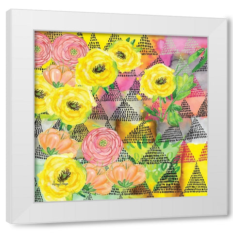 Geo Triangle Dots White Modern Wood Framed Art Print by Frazer, Amy