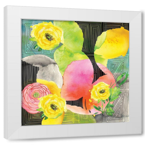 Geo Watercolor White Modern Wood Framed Art Print by Frazer, Amy