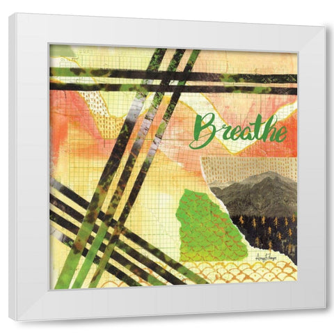 Mountains Breathe White Modern Wood Framed Art Print by Frazer, Amy