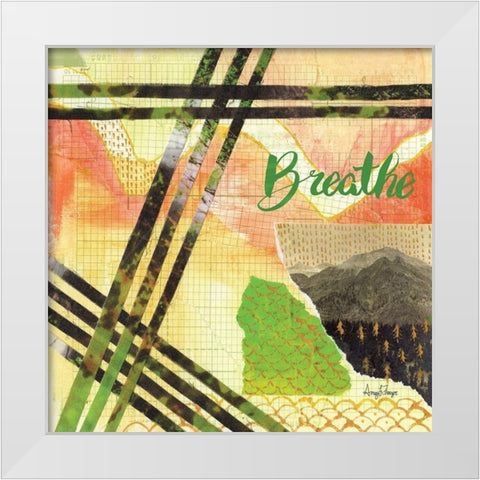 Mountains Breathe White Modern Wood Framed Art Print by Frazer, Amy