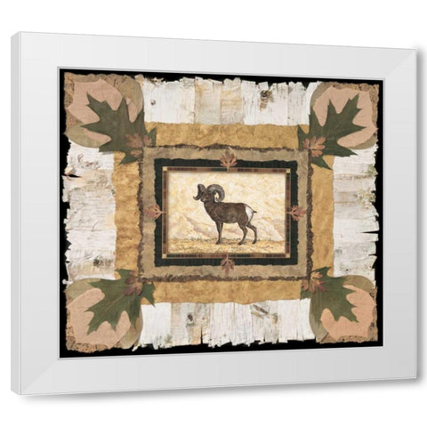 Big Horn Ram White Modern Wood Framed Art Print by Gladding, Pamela