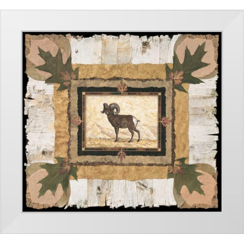 Big Horn Ram White Modern Wood Framed Art Print by Gladding, Pamela