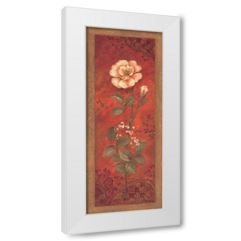 Rose with Babys Breath White Modern Wood Framed Art Print by Gladding, Pamela
