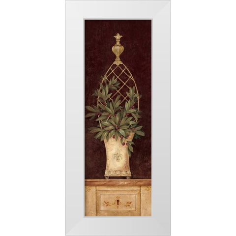 Olive Topiary I White Modern Wood Framed Art Print by Gladding, Pamela