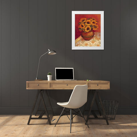 Tuscan Sunflowers I White Modern Wood Framed Art Print by Gladding, Pamela