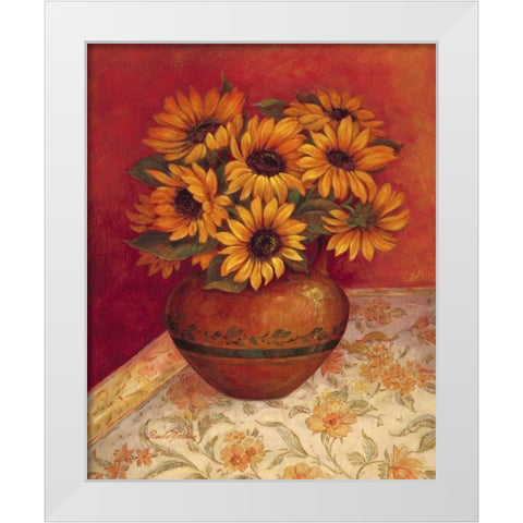 Tuscan Sunflowers I White Modern Wood Framed Art Print by Gladding, Pamela