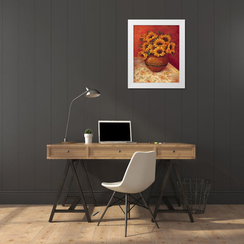 Tuscan Sunflowers II White Modern Wood Framed Art Print by Gladding, Pamela