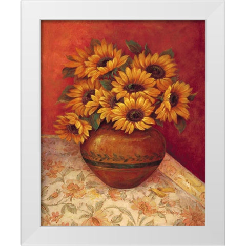 Tuscan Sunflowers II White Modern Wood Framed Art Print by Gladding, Pamela
