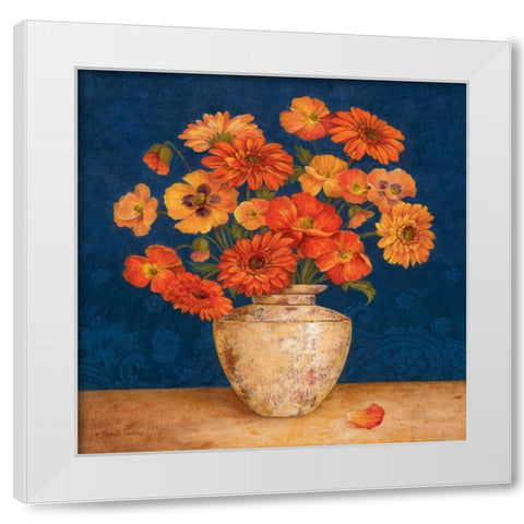 Poppies and Indigo II White Modern Wood Framed Art Print by Gladding, Pamela