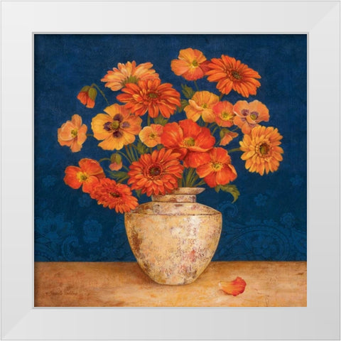 Poppies and Indigo II White Modern Wood Framed Art Print by Gladding, Pamela
