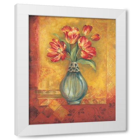 Pandoras Tulips White Modern Wood Framed Art Print by Gladding, Pamela