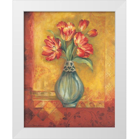 Pandoras Tulips White Modern Wood Framed Art Print by Gladding, Pamela