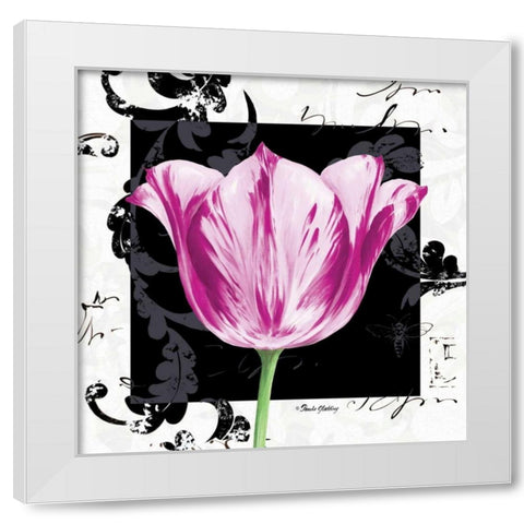 Damask Tulip I White Modern Wood Framed Art Print by Gladding, Pamela