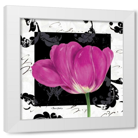 Damask Tulip II White Modern Wood Framed Art Print by Gladding, Pamela