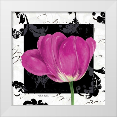 Damask Tulip II White Modern Wood Framed Art Print by Gladding, Pamela