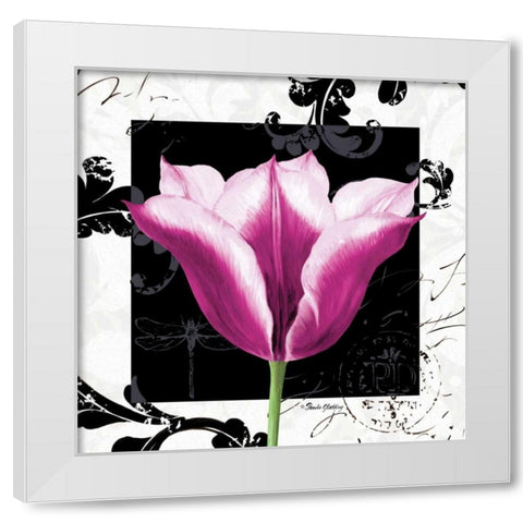 Damask Tulip III White Modern Wood Framed Art Print by Gladding, Pamela