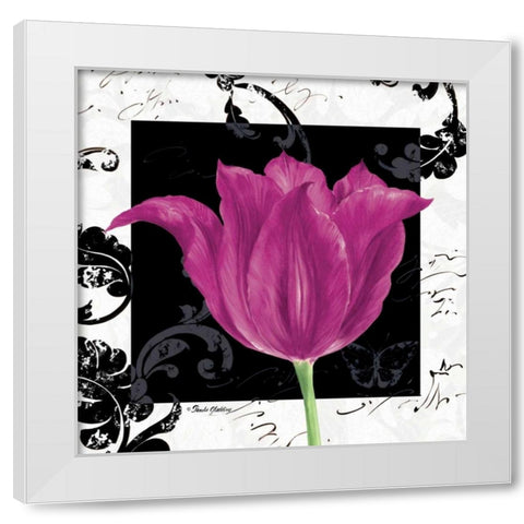 Damask Tulip IV White Modern Wood Framed Art Print by Gladding, Pamela